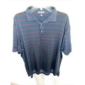 Peter Millar Summer Comfort Polo Golf Shirt Men’s Size XL Blue Striped Short Slv